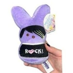 Peeps Purple Rock Star Bunny Plush Emo Punk Rock Heart Small Stuffed Animal NWT